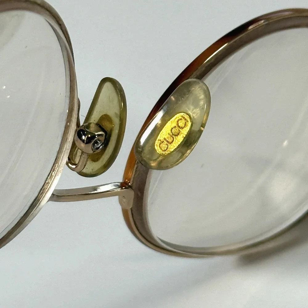VTG‎ Gucci Knot Round Eyeglasses Frame Only 51-19-132 Metal Gold Womens Full Rim